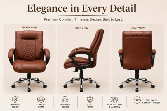 Executive Comfort Office Chair – Premium Rexine & Foam Cushion
