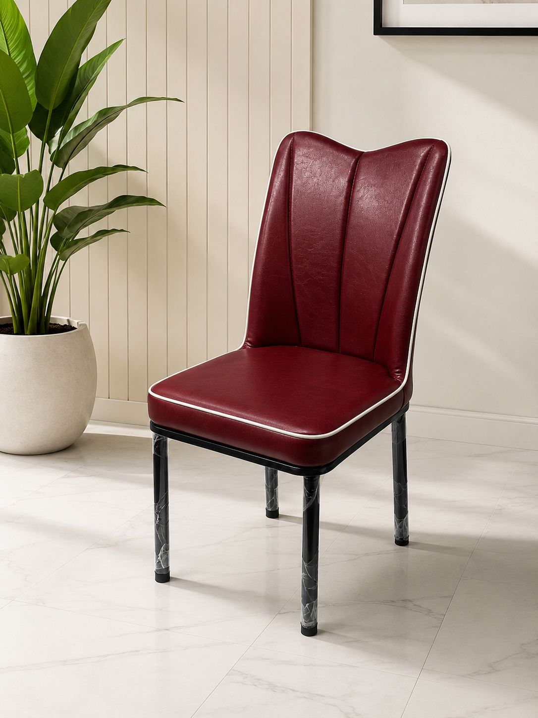 Luxury Maroon Dining Chair with Premium Rexine Upholstery