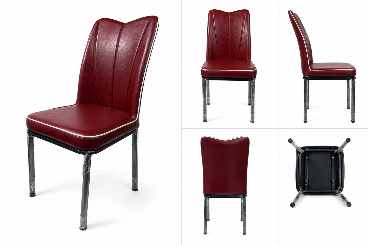 Luxury Maroon Dining Chair with Premium Rexine Upholstery