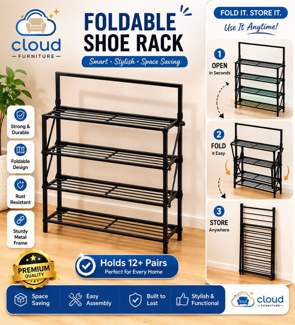 Cloud Furniture Foldable Metal Shoe Rack