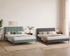 Modern Upholstered Platform Bed Frame with Padded Headboard & Steel Support | Available in 2 Elegant Designs