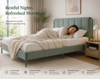 Modern Upholstered Platform Bed Frame with Padded Headboard & Steel Support | Available in 2 Elegant Designs