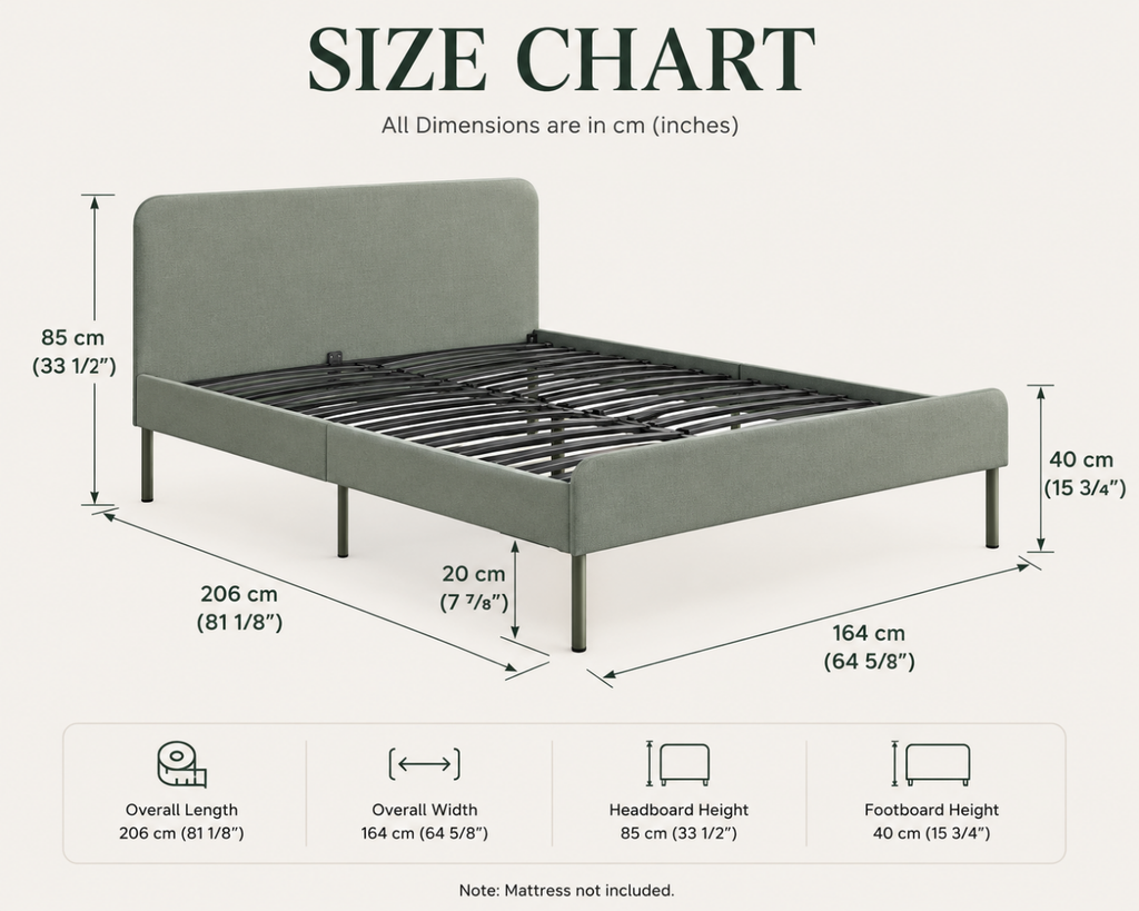 Modern Upholstered Platform Bed Frame with Padded Headboard & Steel Support | Available in 2 Elegant Designs