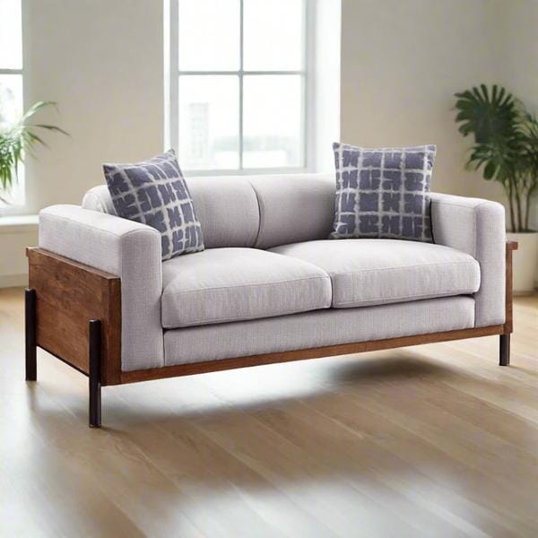 Modern Solid Wood Frame 2-Seater Fabric Sofa | Contemporary Living Room Couch