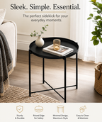 Modern Round Metal Accent Coffee Table with Removable Tray Top – Gold Finish | 45 cm