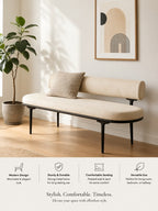 Luna Upholstered Bench with Cylindrical Backrest